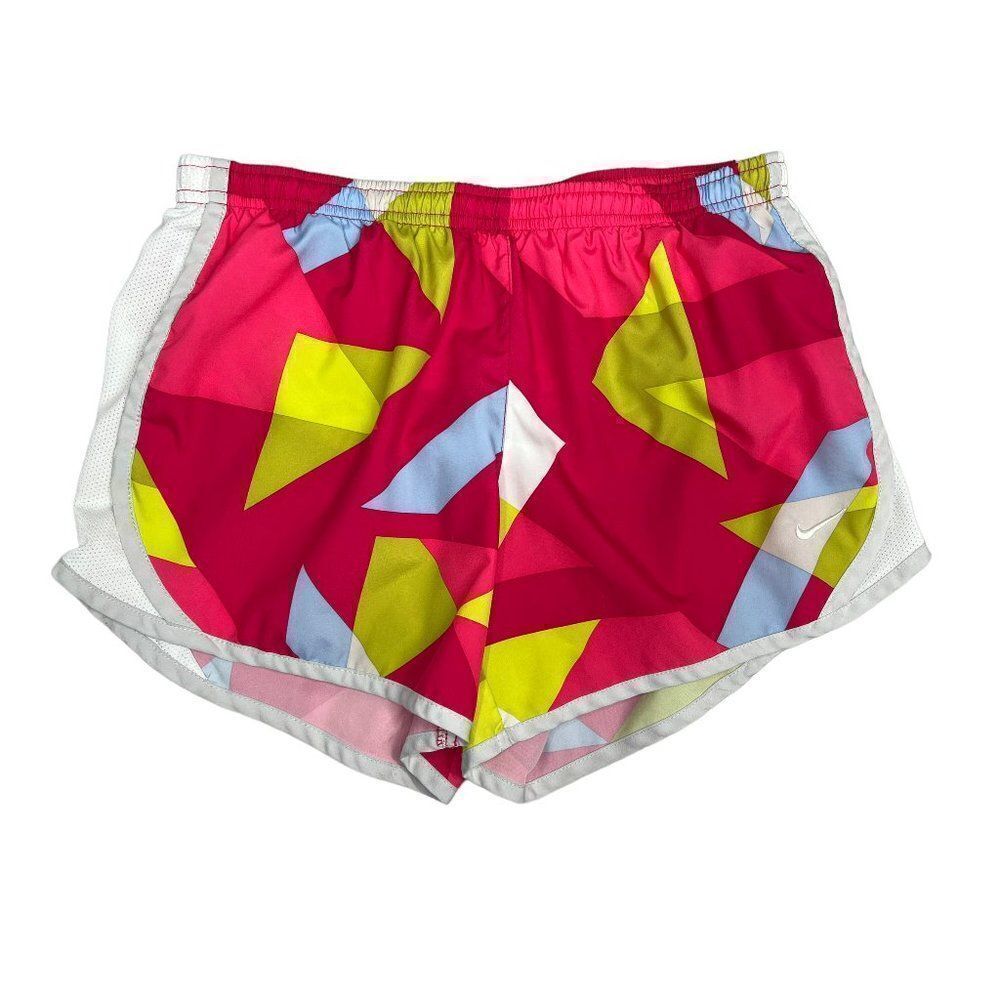Nike Dri-Fit Shorts Girls Large Red Geometric Pattern Tempo Running Shorts